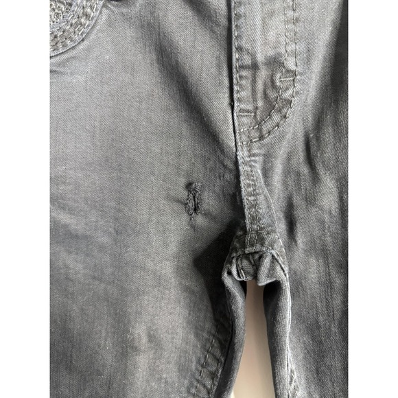 Rock Revival Jeans Mens 36 Black Sheen Straight Embellished Pockets Fleur de Lis - Picture 6 of 9